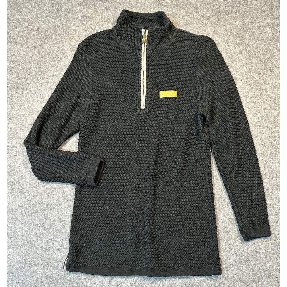 Jadelynn Brooke Womens Black Waffle Knit Quarter Zip Pullover Sweater Small